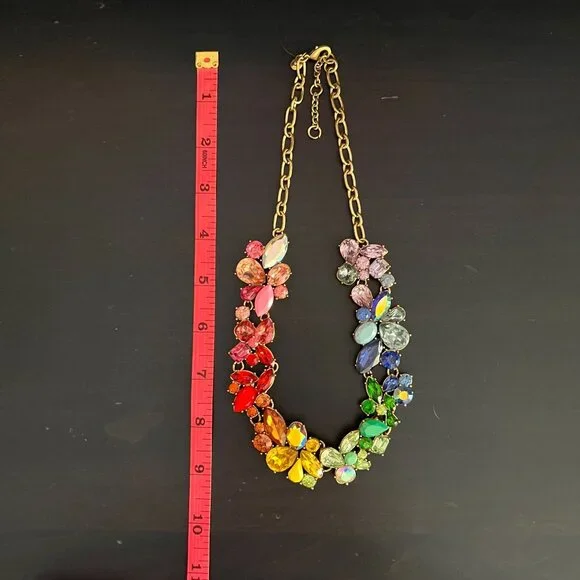 J.Crew Multicolor Crystal Statement Necklace Rainbow Pride Rare Collecto… - Picture 11 of 11